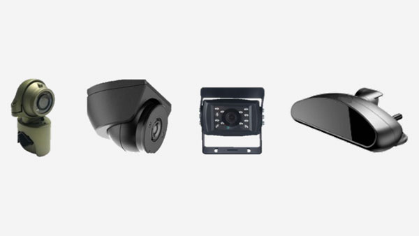 A grid view of four different camera angles from a truck, showing the multicam system.