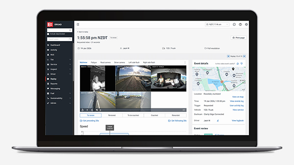 The EROAD unified software platform shown on a laptop.