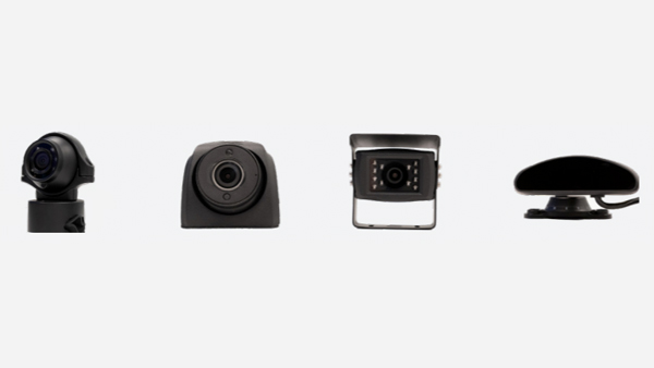 A grid view of four different camera angles from a truck, showing the multicam system.