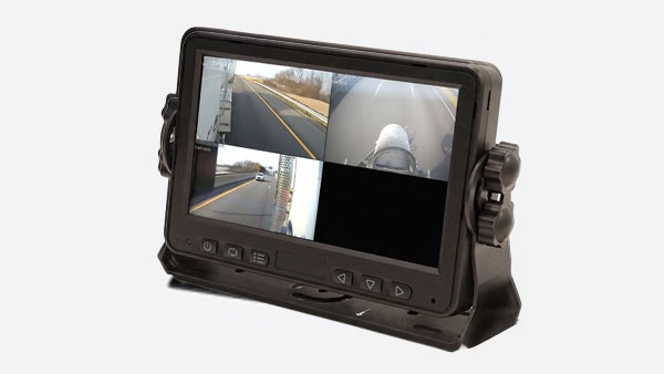 An in-cab display screen showing a live camera feed to the driver.